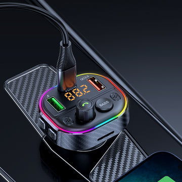 Bluetooth FM émetteur voiture MP3 lecteur bluetooth sept couleurs atmosphère respiration lampe QC3.0 quick charge version PD